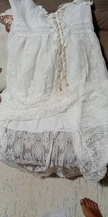 Customer photo review of Esra Sleeveless Lace V-Neck Maxi Dress
