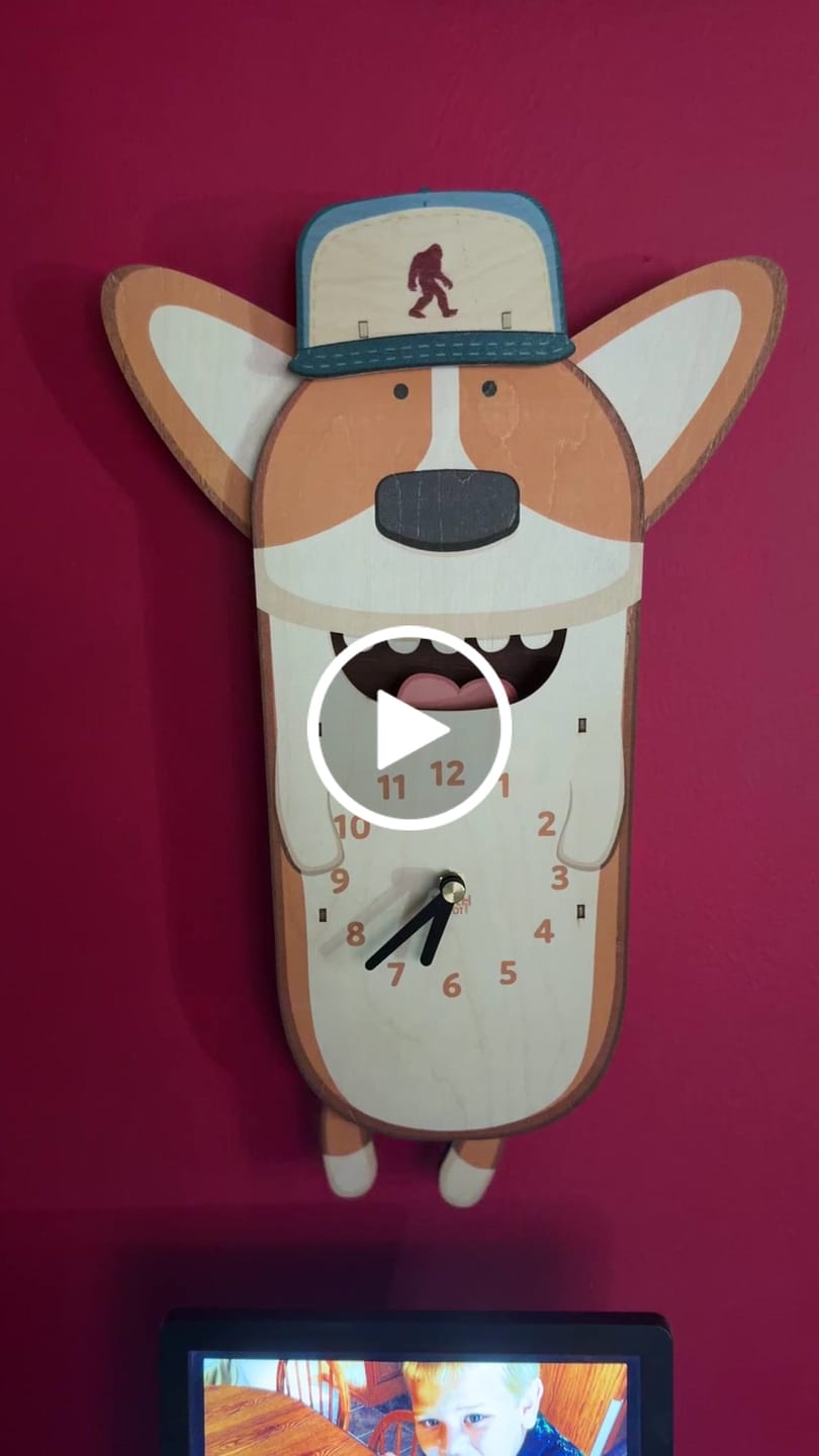 Customer video review of Butters the Corgi Pendulum Clock
