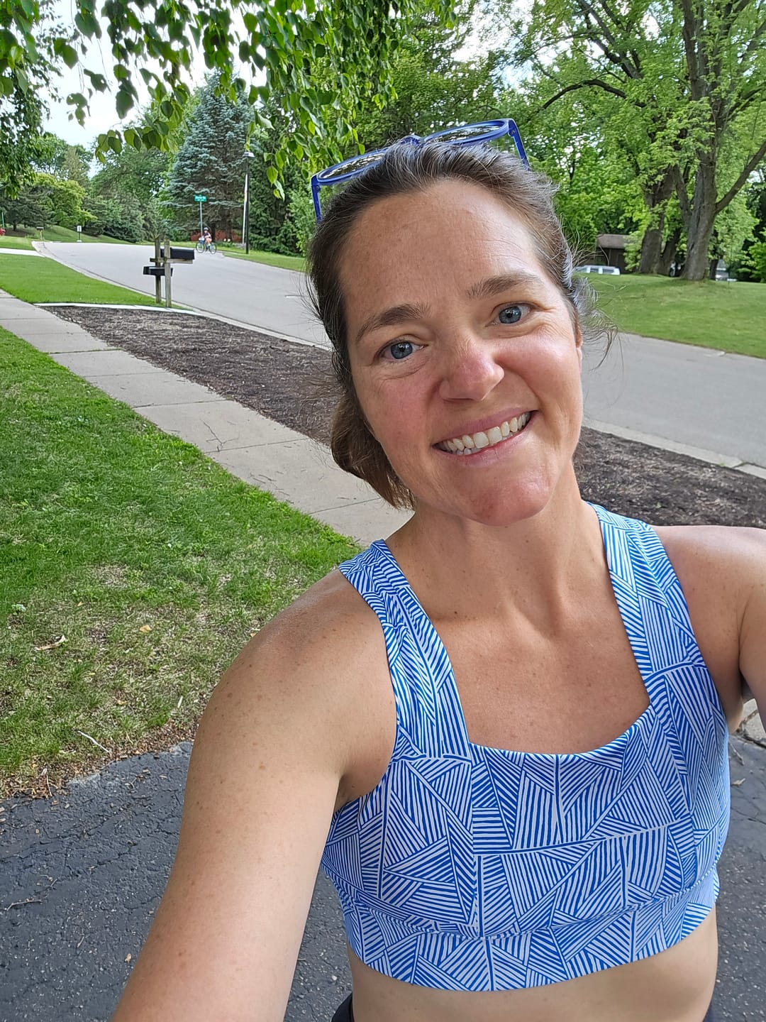 Customer photo review of Square Neck Sports Bra - Blue Line