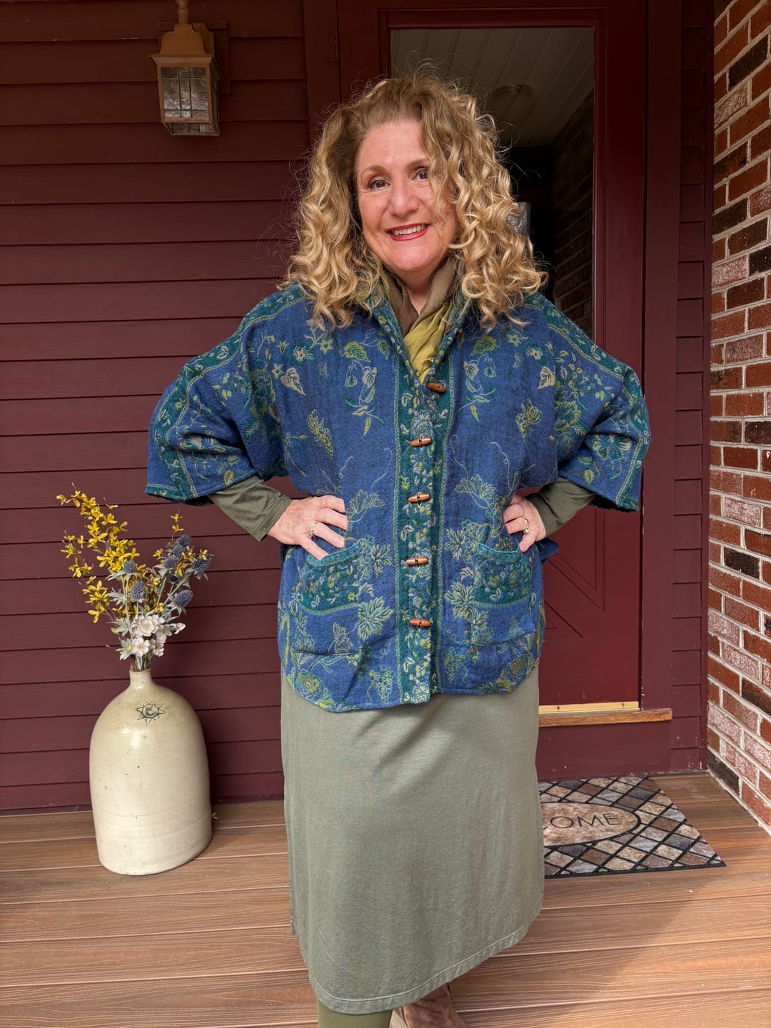 Customer photo review of Pure Australian Merino Wool Kimono Jacket ~ Peacock Forest