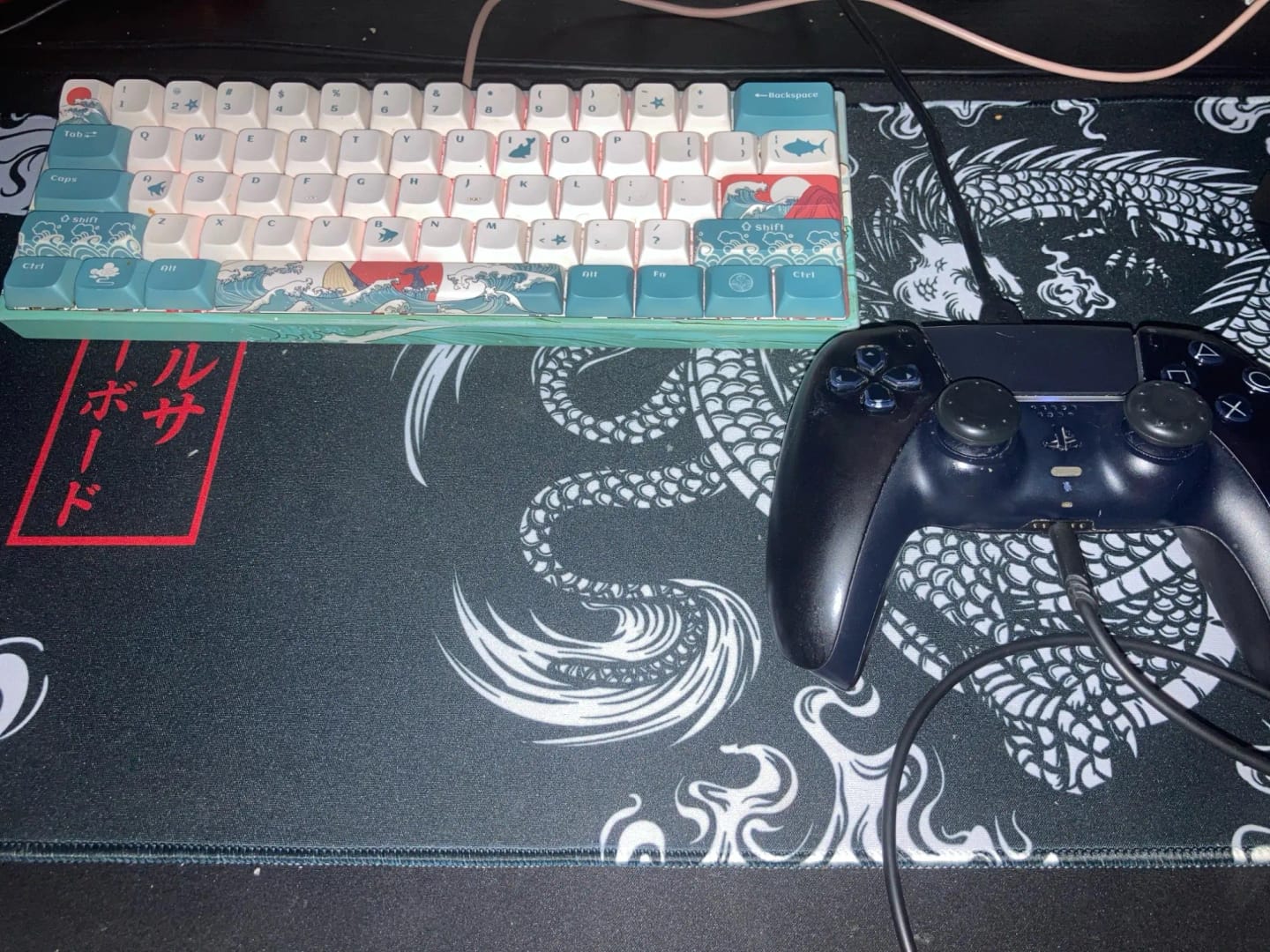 Customer photo review of Japanese Dragon Gaming Mouse Pad – Anime XXL Desk Mat