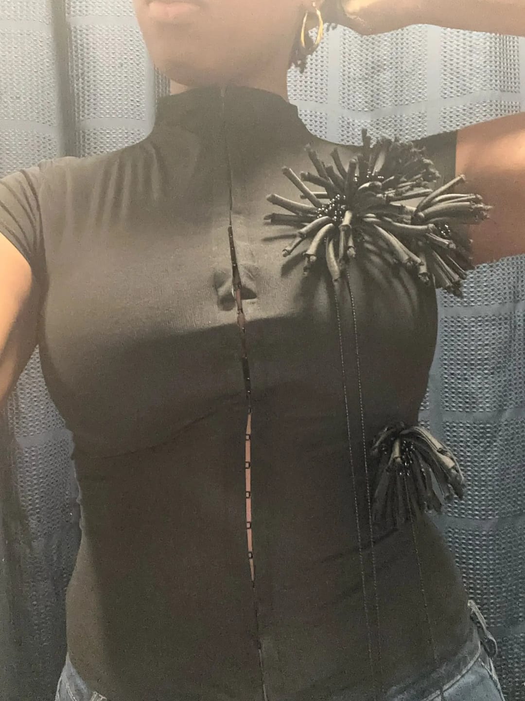 Customer photo review of Ambre Tassel Applique Crop Top