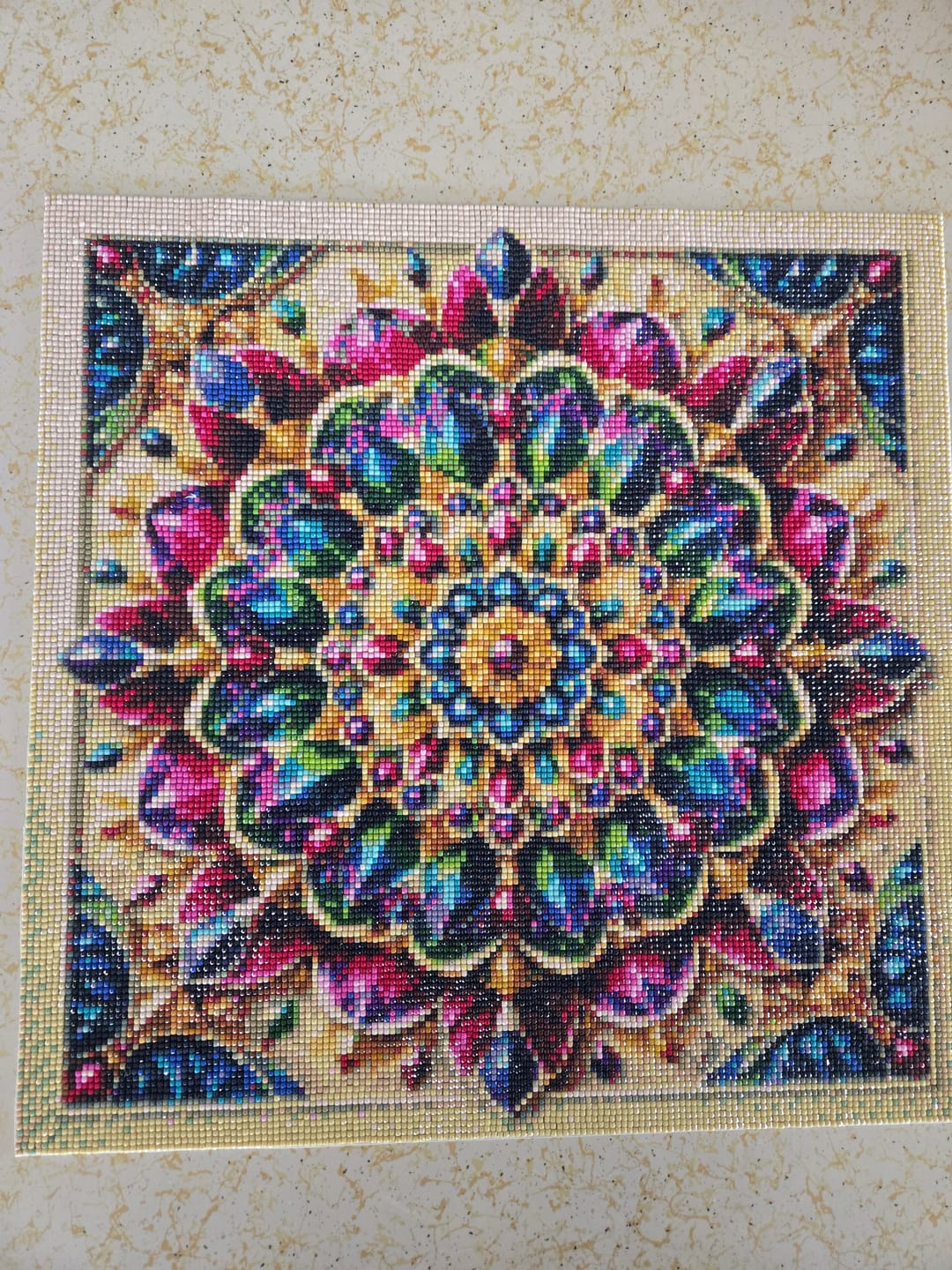 Customer photo review of Radiant Harmony – Jewel-Tone Mandala Diamond Painting Kit