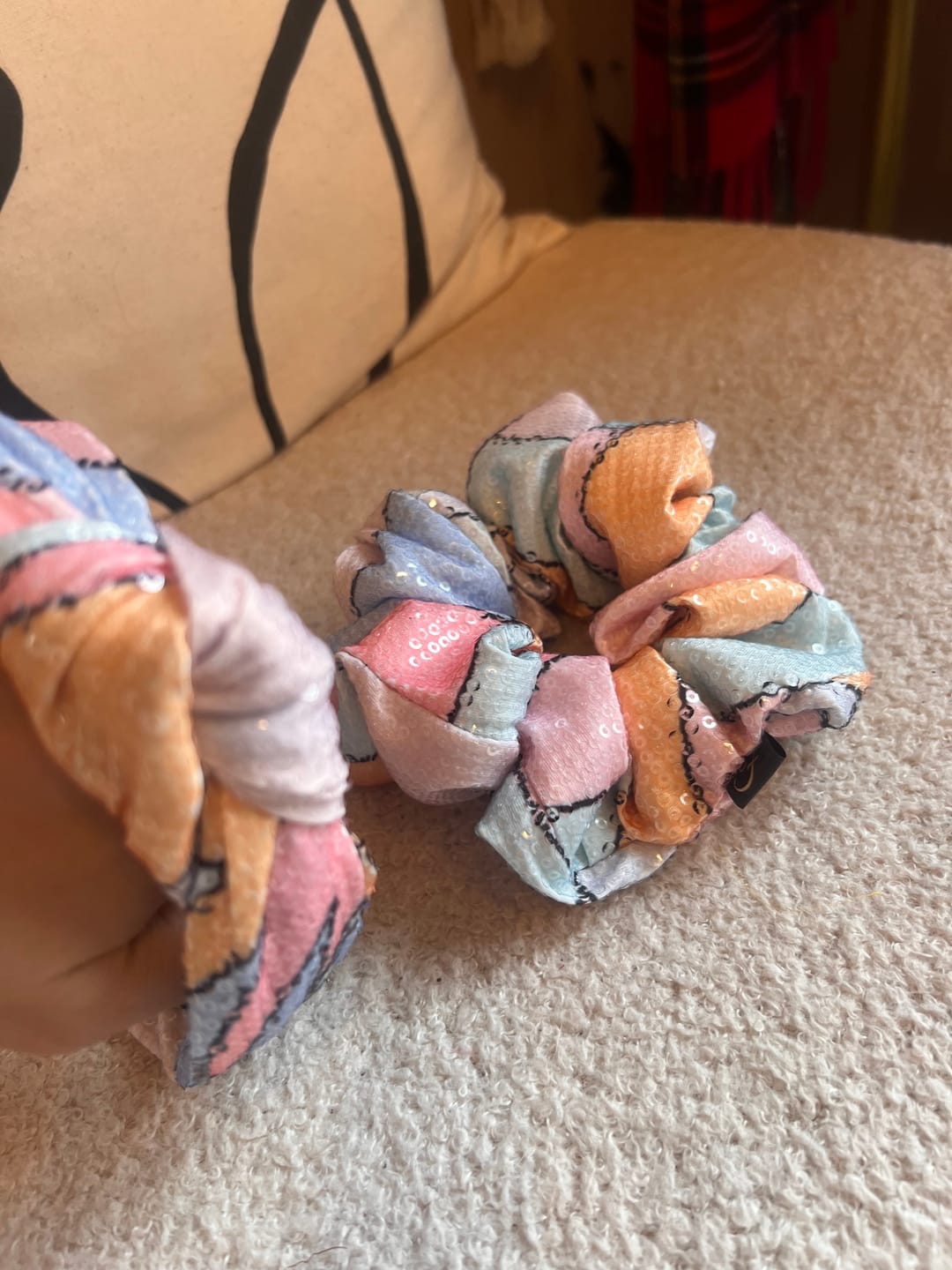 Customer photo review of Pastel Abstract Sequin Fabric by the Metre