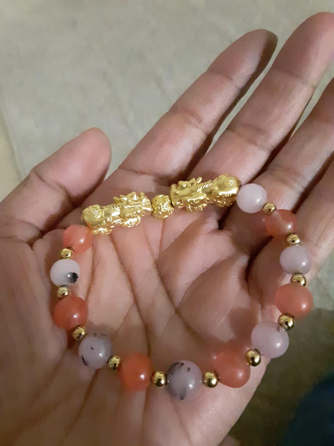 Customer photo review of Money Attracting Citrine and Black Obsidian Double Pixiu Bracelet