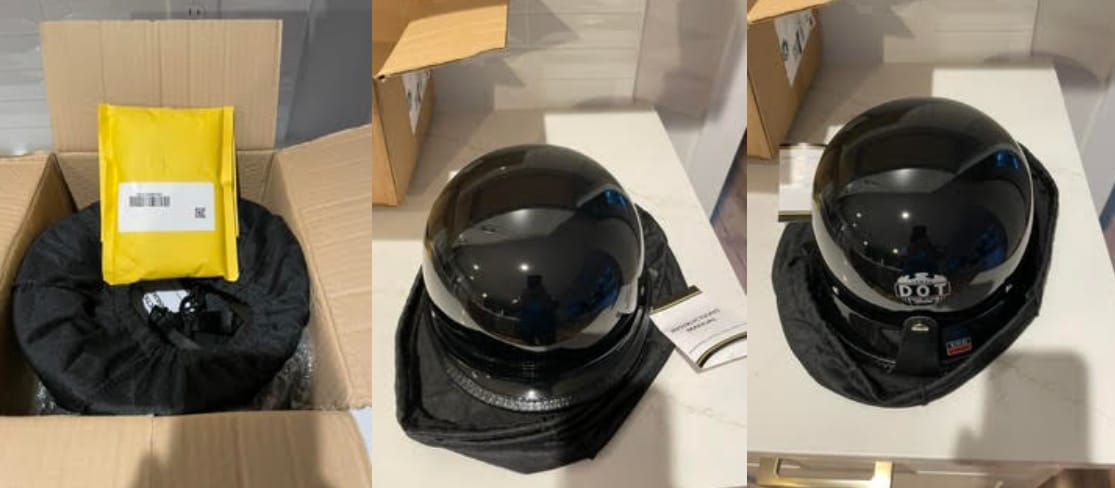 Customer photo review of Lightweight Mayan DOT Germanator Helmet / Gloss Black