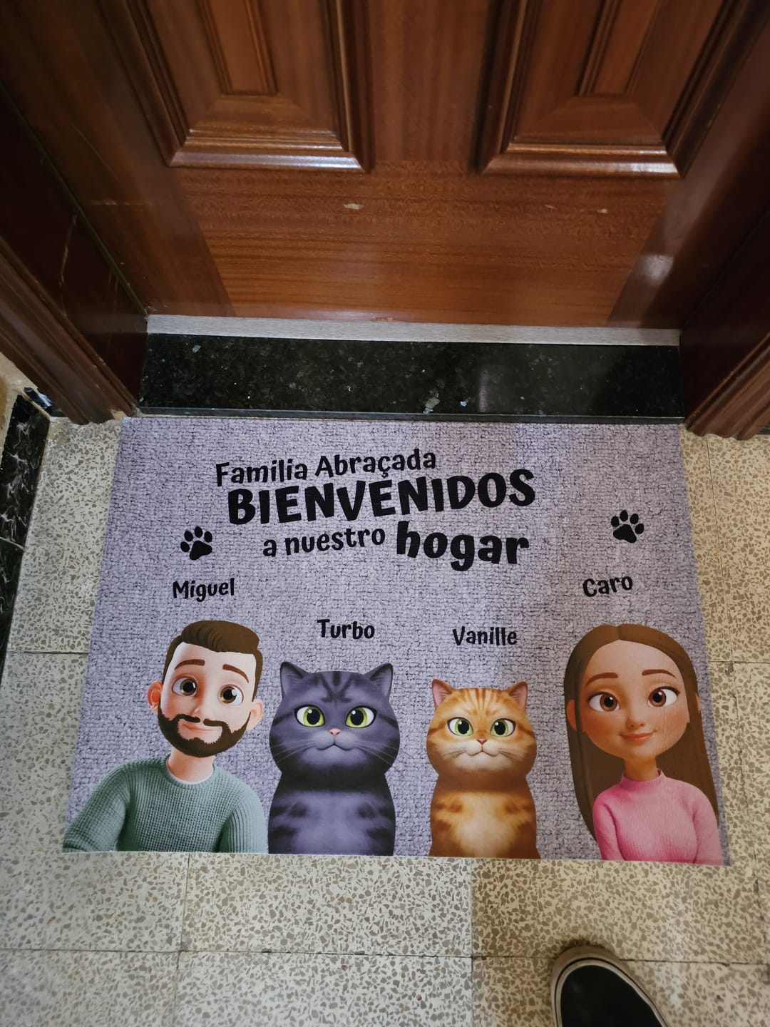 Customer photo review of Nuestro hogar - Felpudo personalizado