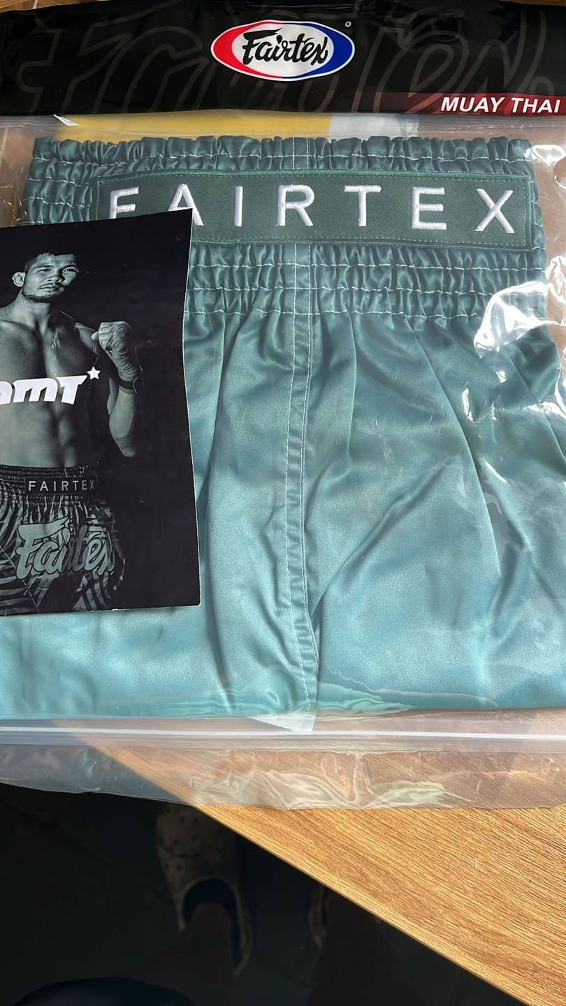 Customer photo review of Fairtex BS1906 Green Fade Muay Thai Shorts