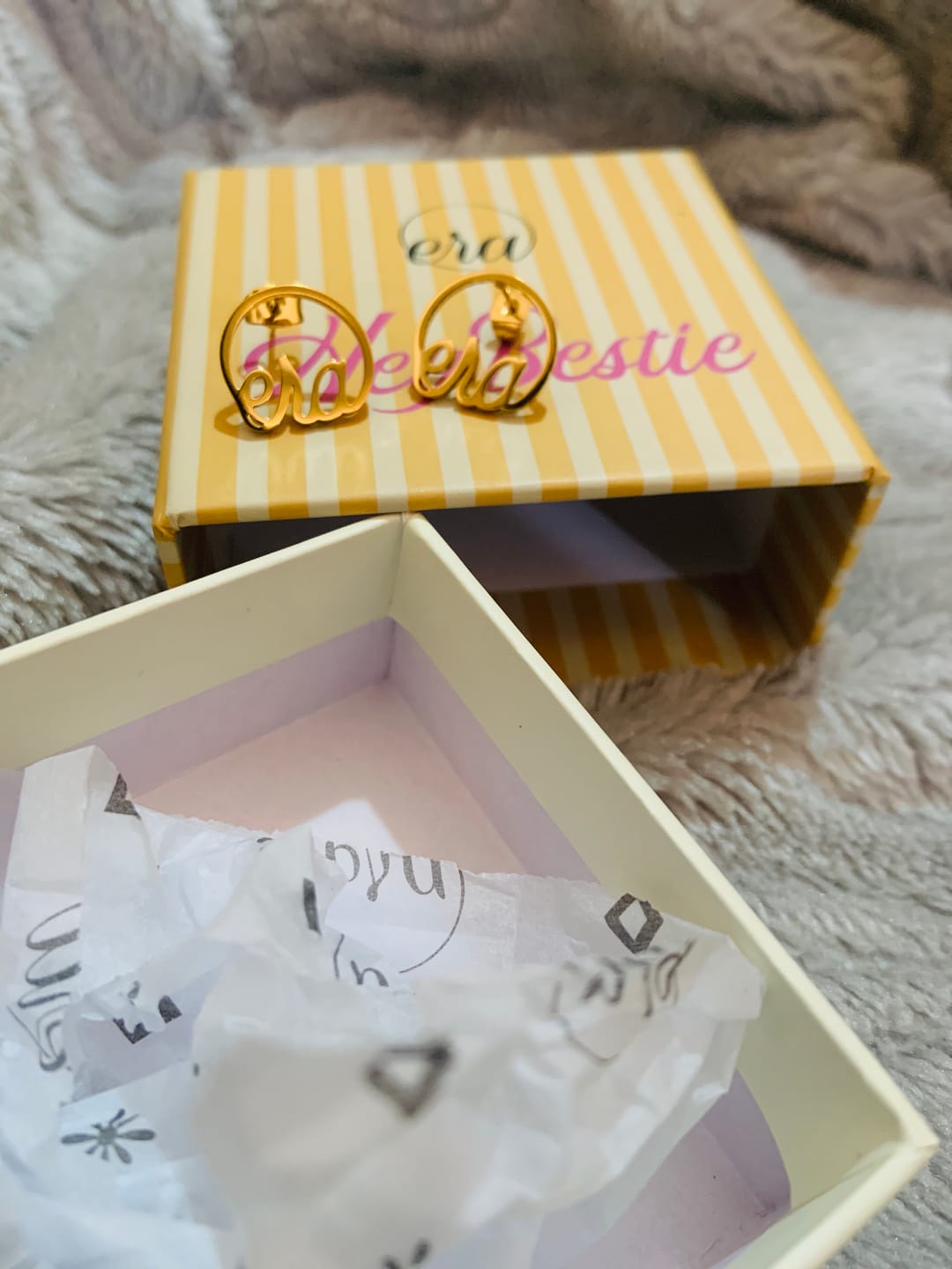 Customer photo review of Gold Era Logo Studs