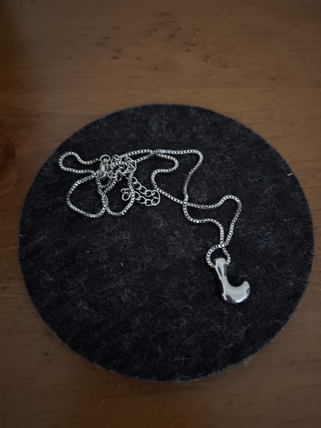 Customer photo review of Bubble Letter Necklace