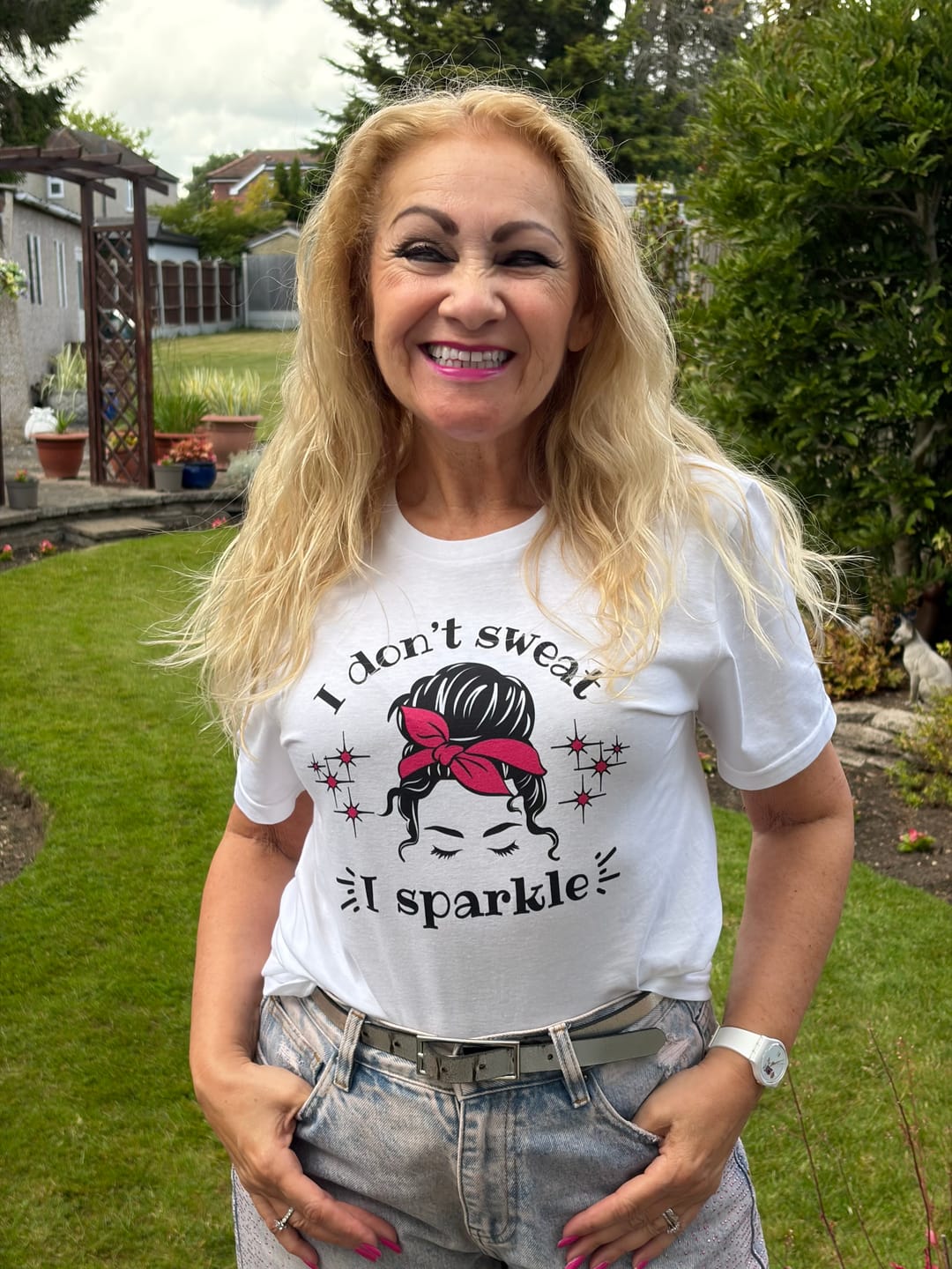 Customer photo review of Don't Sweat, Sparkle T-Shirt