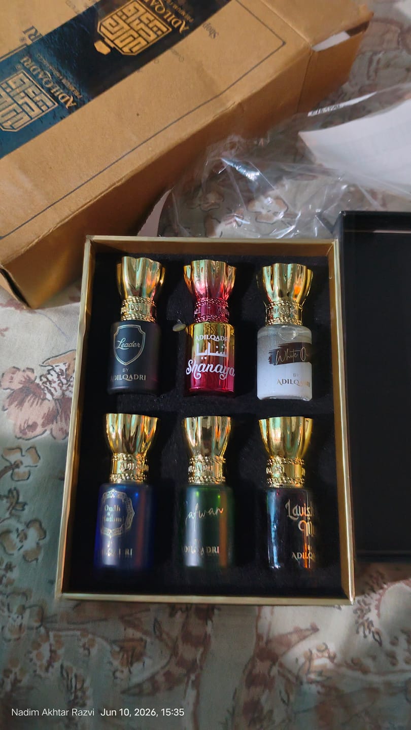 Customer photo review of Assorted Luxury Attar Perfume Gift Set (6 × 5.5Ml)