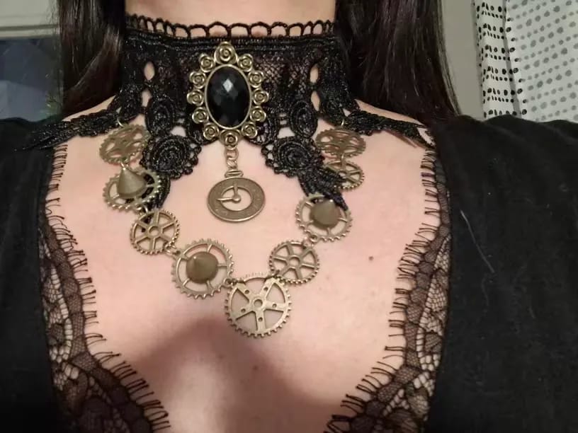 Customer photo review of Steampunk gear chain choker