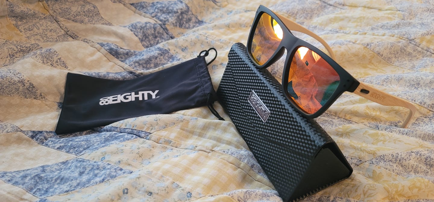 Customer photo review of 80Eighty® Polarized Bamboo Sunglasses - Red
