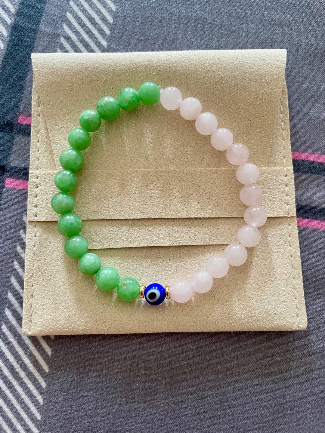 Customer photo review of Magnetic Love Return Bracelet Rose Quartz Jade Evil Eye Protection