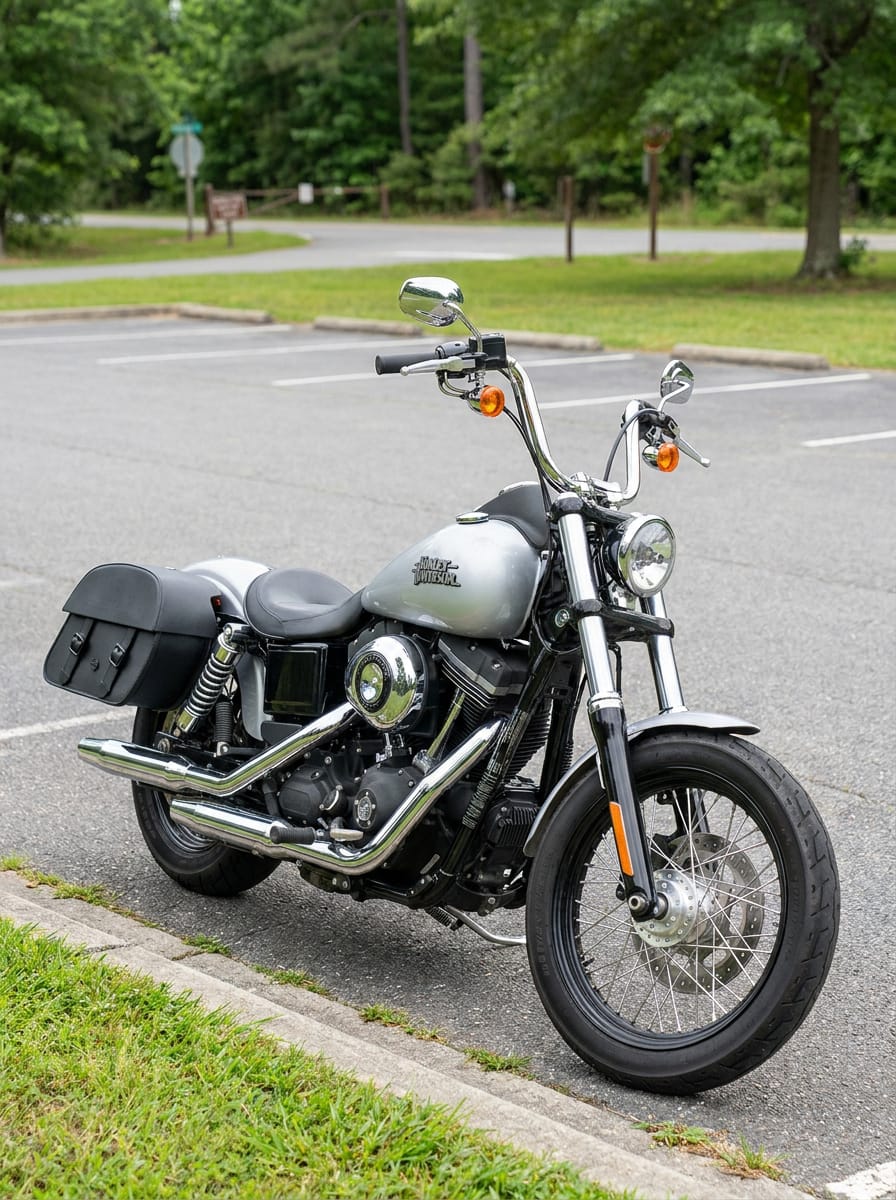 Customer photo review of 32L - Baelor Large Hard Mount Shock Cutout Saddlebags for Harley Dyna Street Bob FXDB/I