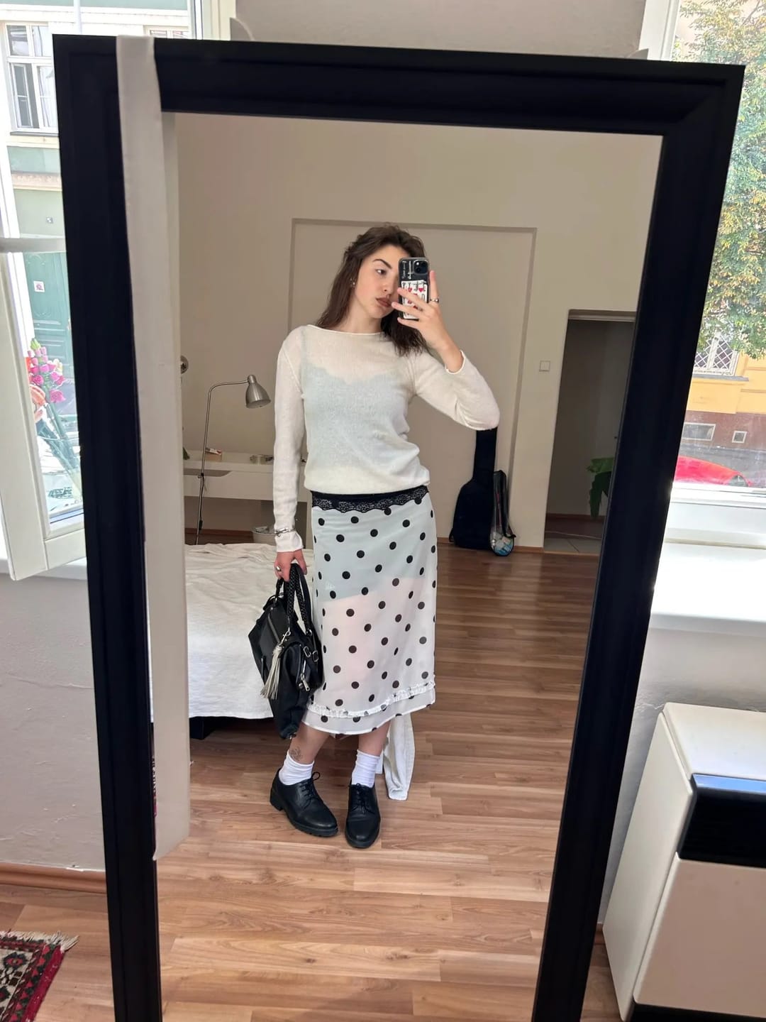 Customer photo review of Delilah Sheer Mesh Midi Skirt