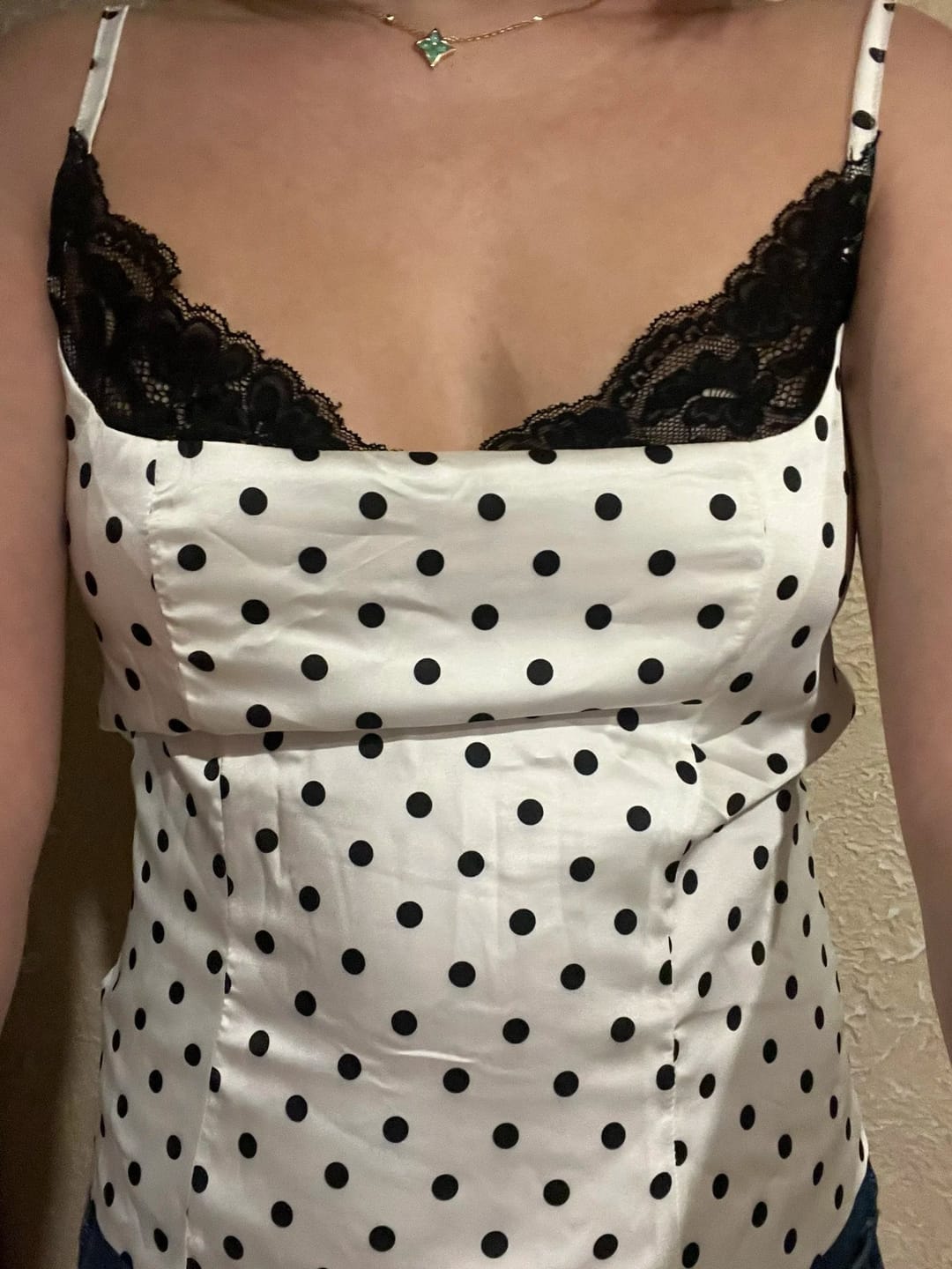 Customer photo review of Vanya Polka Dot Lace Trim Cami