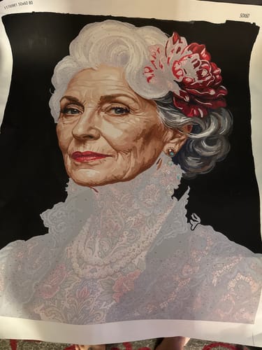 Customer photo review of Floral Tattooed Elder Woman (80 Colors)