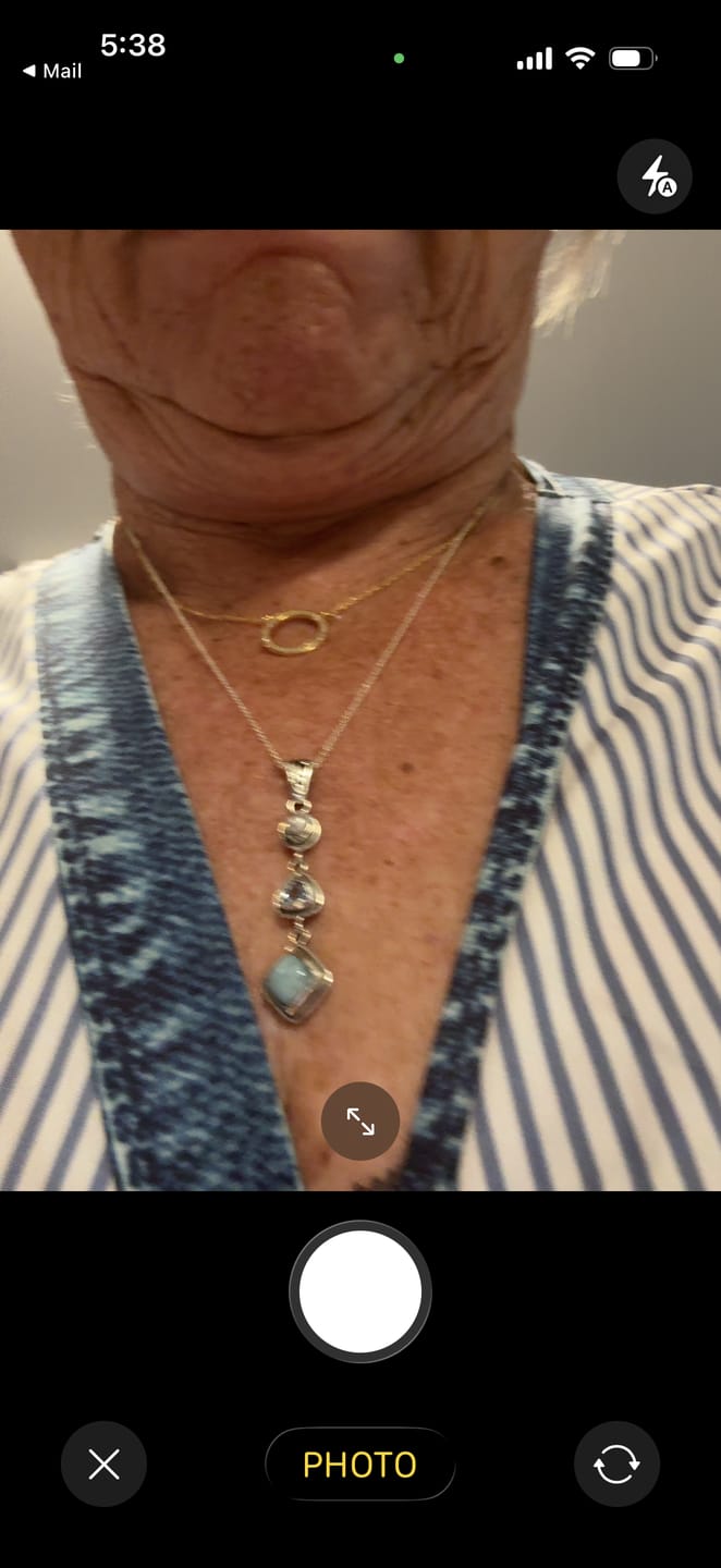 Customer photo review of Silver Larimar Necklace