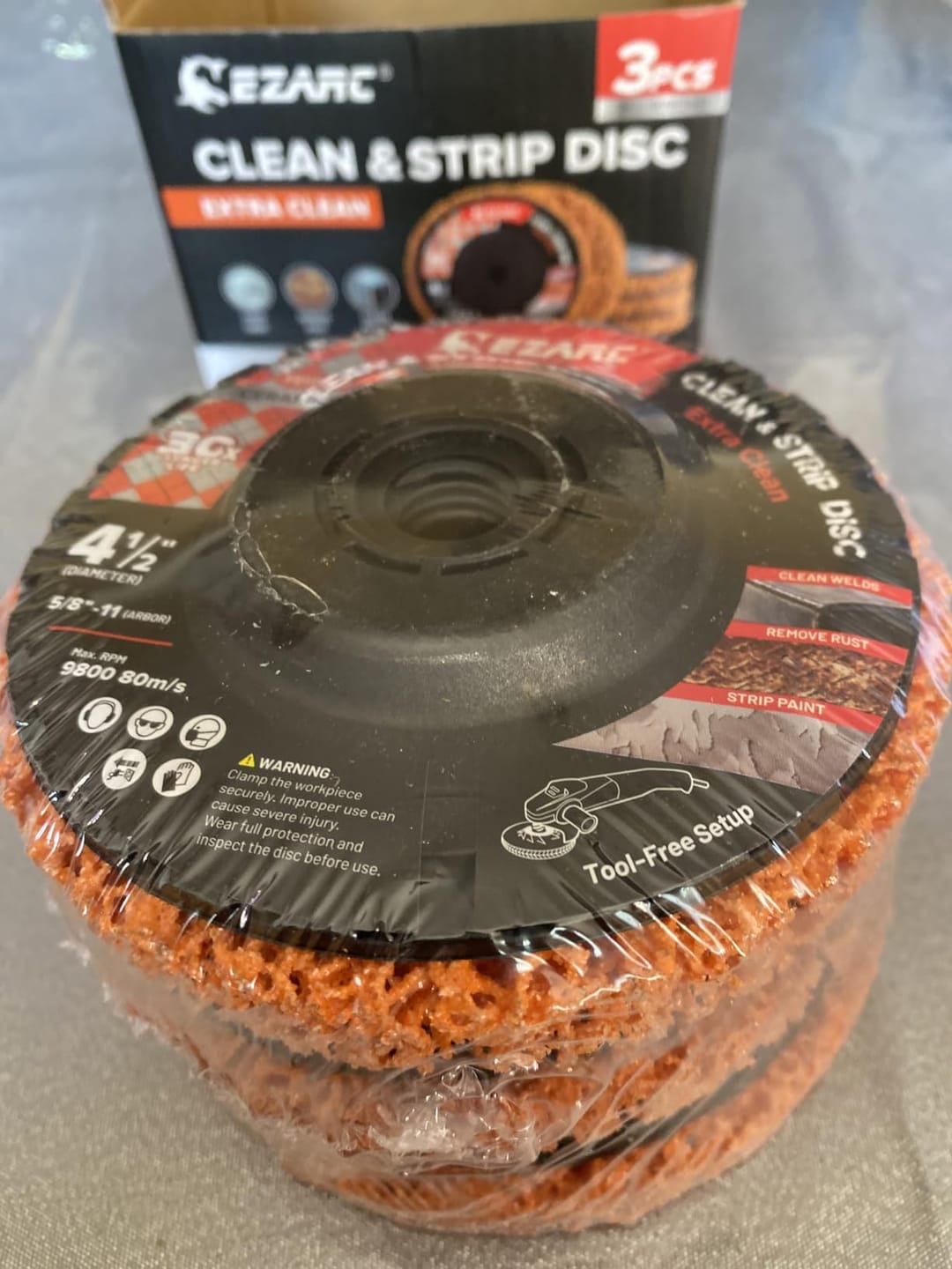Customer photo review of Stripping Discs 4-1/2" Paint & Rust Removal Wheels for Angle Grinder, Clean and Remove Coatings, Scaling, Welds and Oxidation