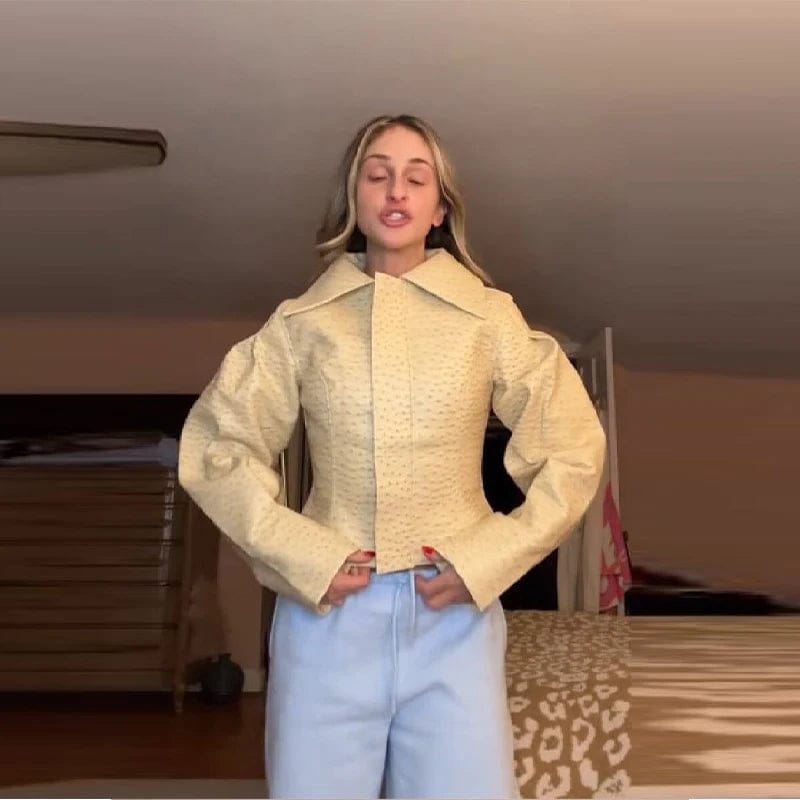 Customer photo review of Adarsha Ostrich Faux Leather Jacket