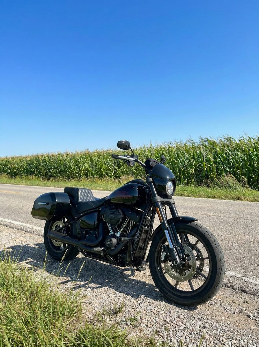 Customer photo review of 32L - Darkin Large Quick Mount Painted Hard Saddlebags for 2025+ Harley Softail Low Rider S FXLRS