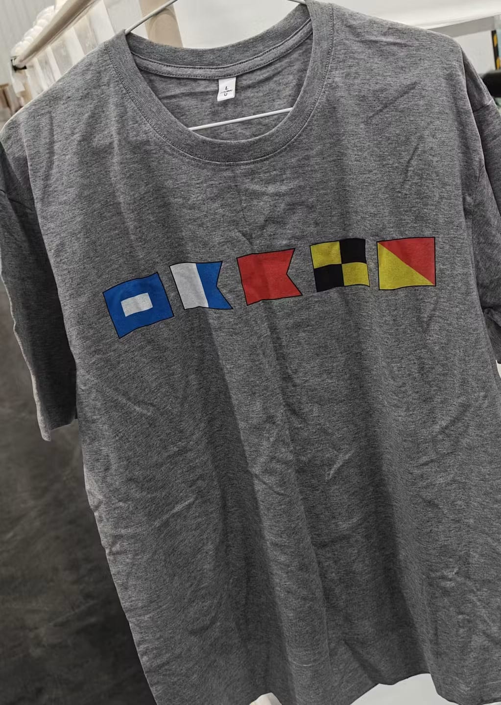 Customer photo review of Name In Nautical Flags - Personalized Shirt