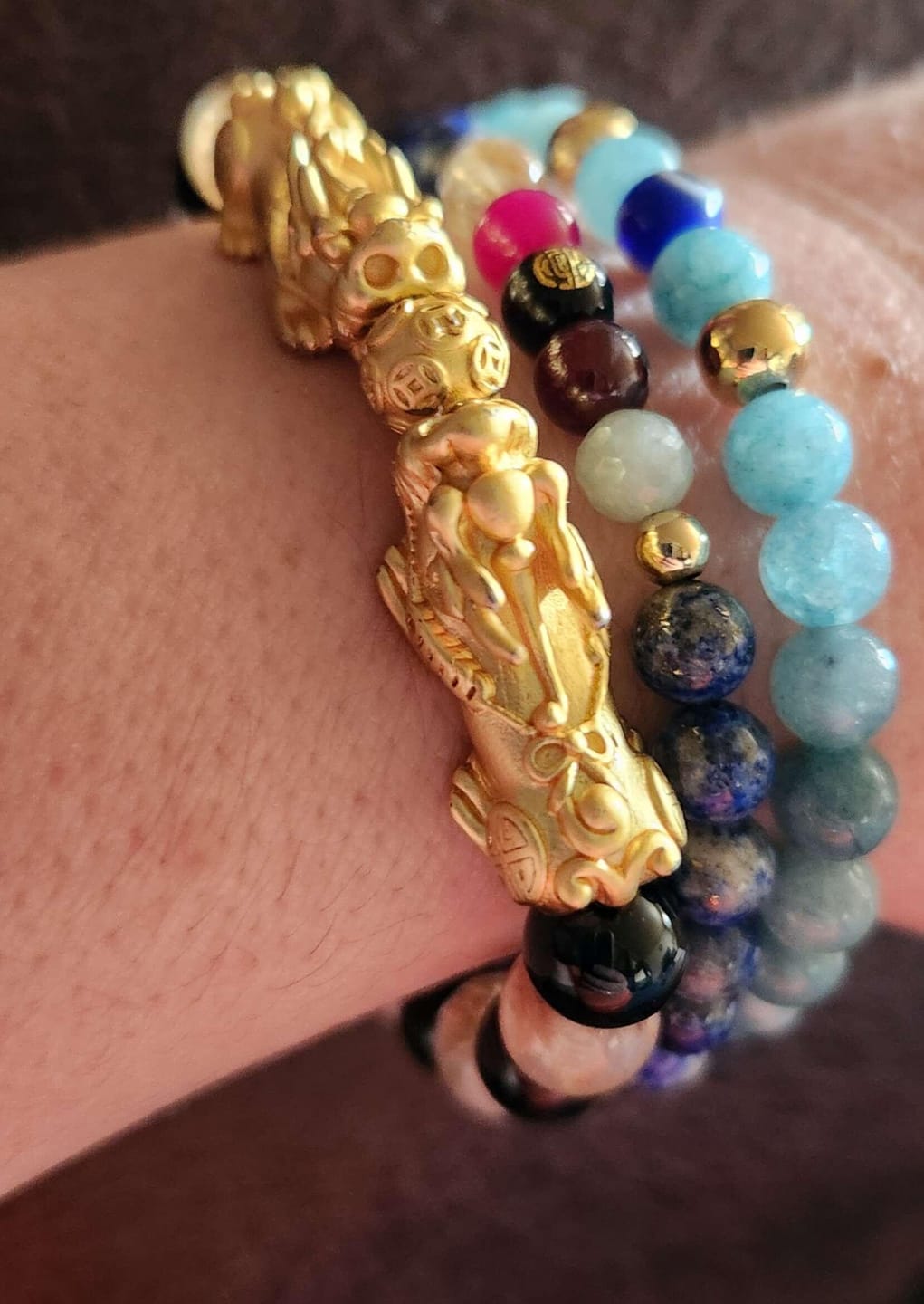 Customer photo review of Mega Wealth Lucky 7 Gemstone Bracelet With REAL Gold
