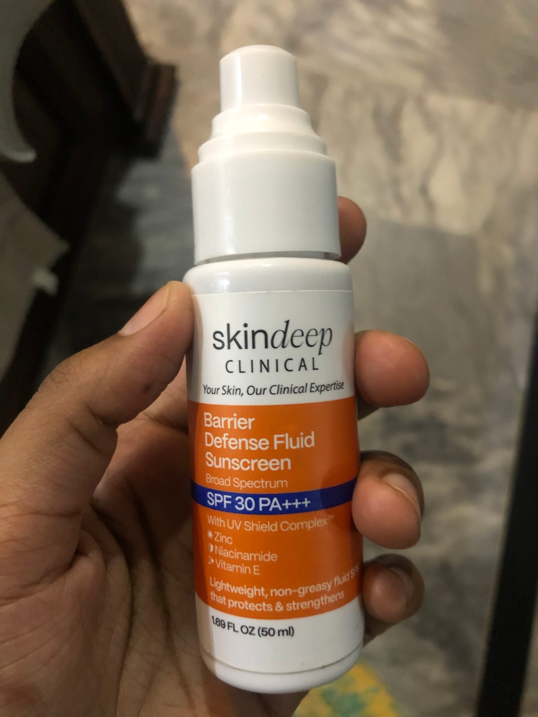 Customer photo review of Barrier Defense Fluid Sunscreen