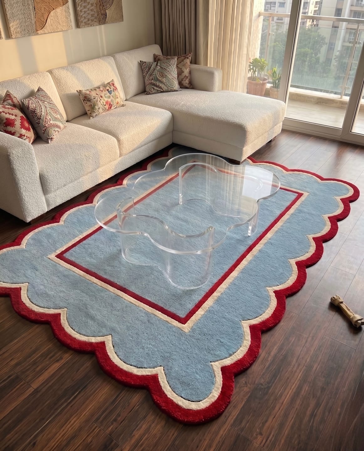 Customer photo review of Sky Border Rug | HandTufted Custom Rug