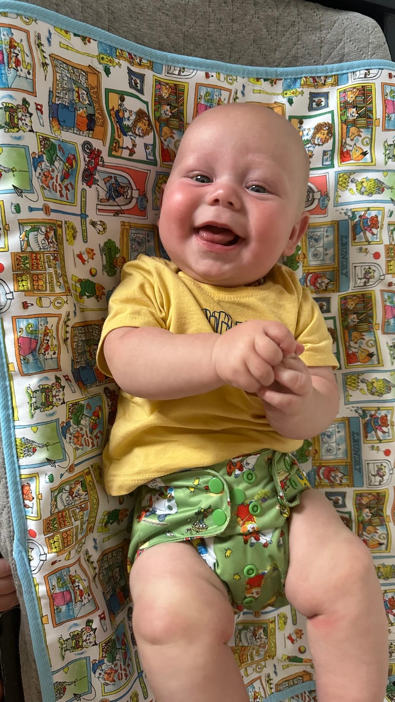 Customer photo review of Solid Color: Essentials Pocket Cloth Diaper with Athletic Wicking Jersey, Grows with your Baby