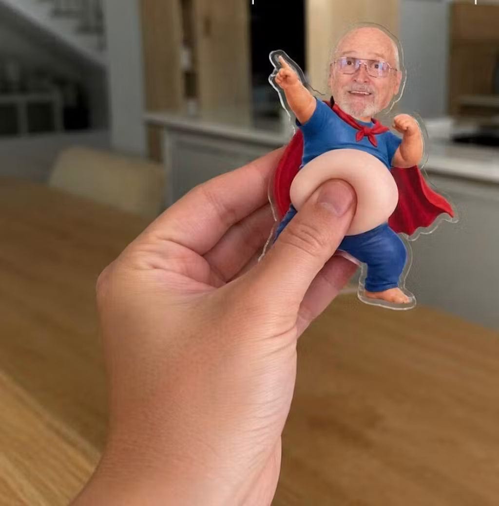 Customer photo review of Custom Photo Dad Bod Belly Squishy Acrylic Fridge Magnet – Personalized Father's Day Funny Gifts For Dad, Grandpa – Official Belly Appreciation Club