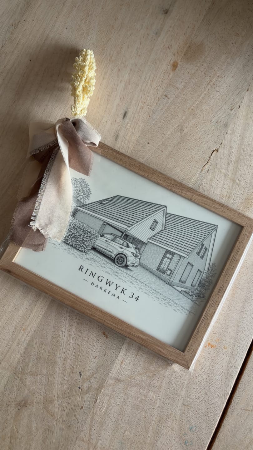 Customer photo review of Huisportret – Lijntekening (zwart-wit)