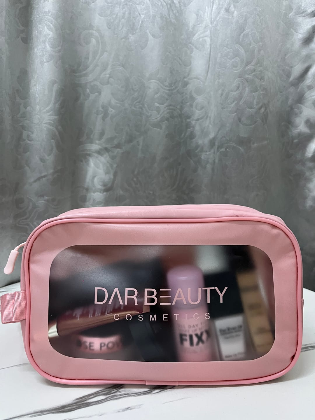 Customer photo review of حقيبة مستحضرات التجميل الشفافة المقاومة للماء - زهري