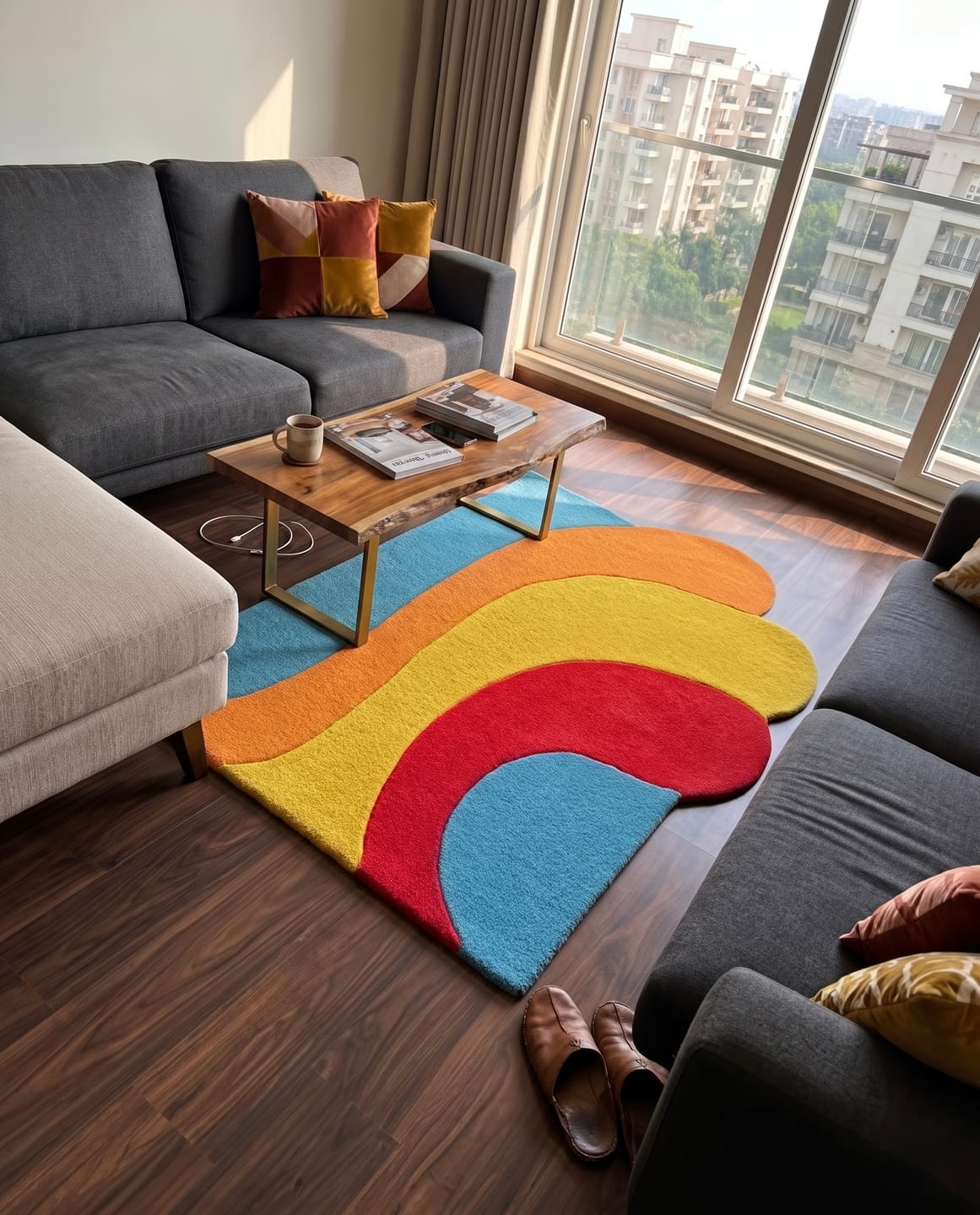 Customer photo review of Wavy Sunset Flow Tufted Rug | HandTufted Custom Rug