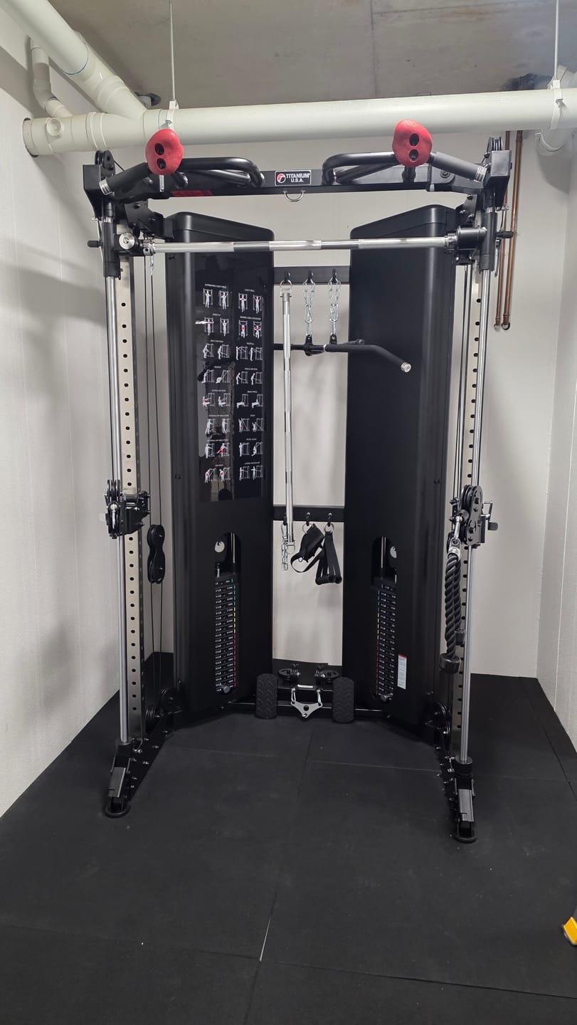 Customer photo review of TITANIUM USA R50 FOLDING FUNCTIONAL SMITH MACHINE WITH WEIGHT STACKS