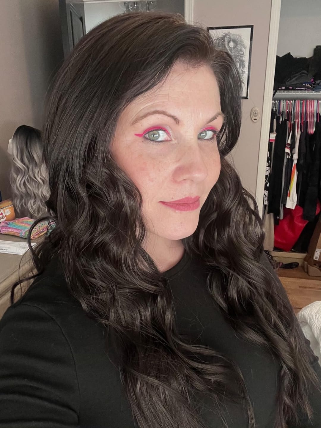 Customer photo review of Virgin Flat Silk Weft Hair Extensions Dark Brown #2