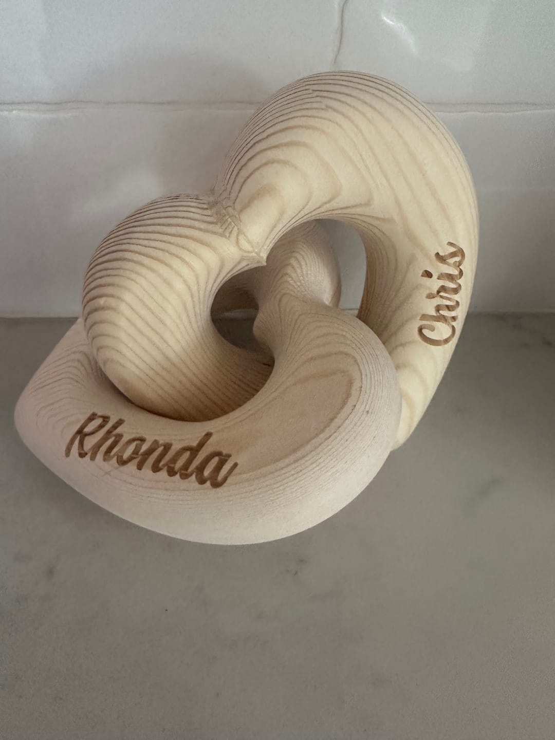 Customer photo review of Romantic Couple - Personalized Infinity Heart Sculpture