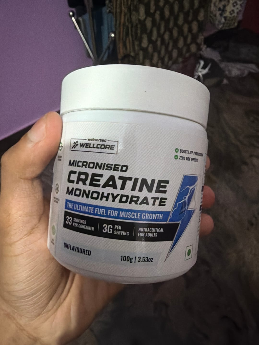 Customer photo review of Wellcore - Micronised Creatine Monohydrate (100g, 33 Servings)