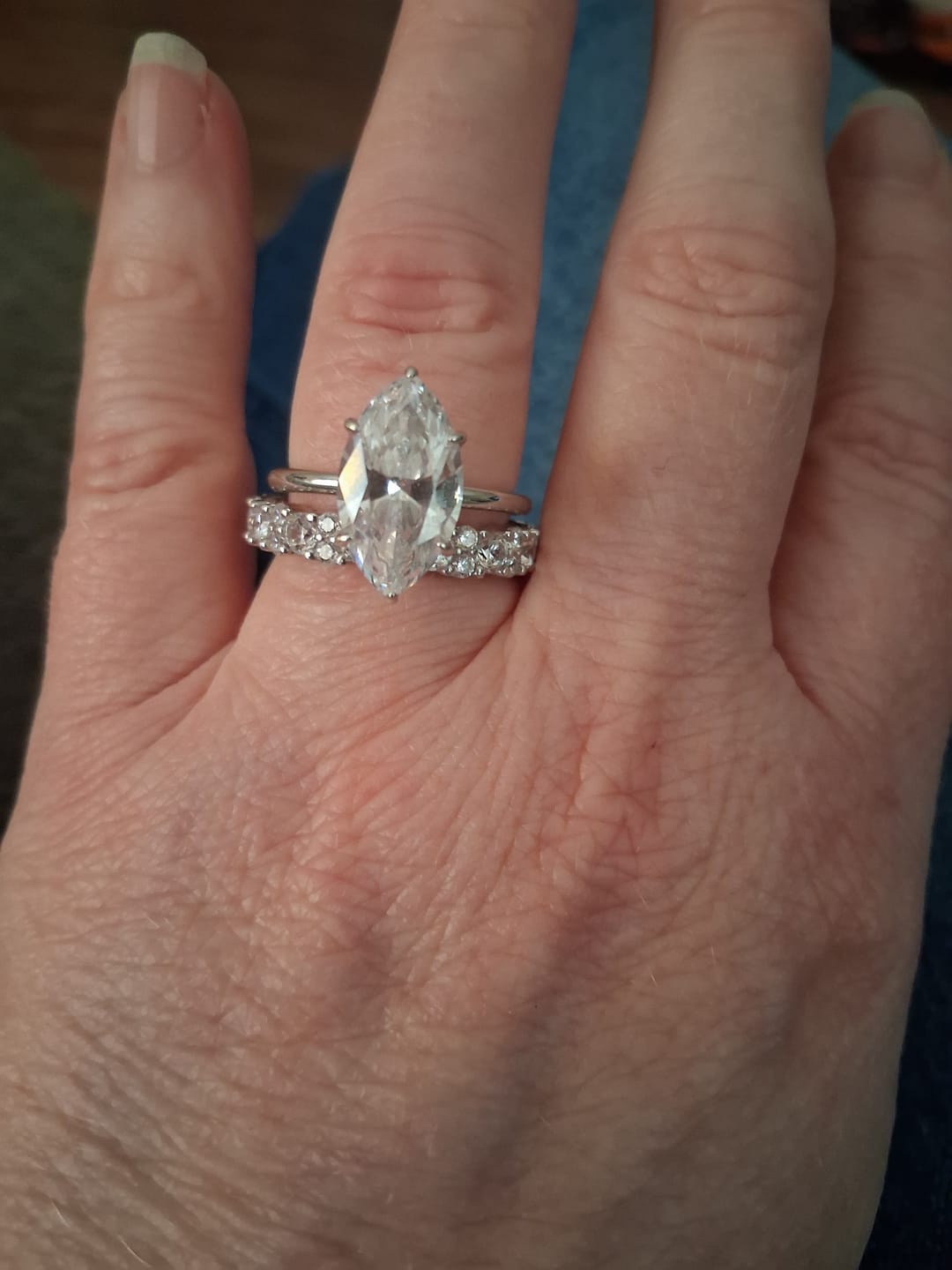 Customer photo review of S925 Special 3.0Ct Marquise Cut Wedding Set Bridal Rings With Wedding Band Travel Rings