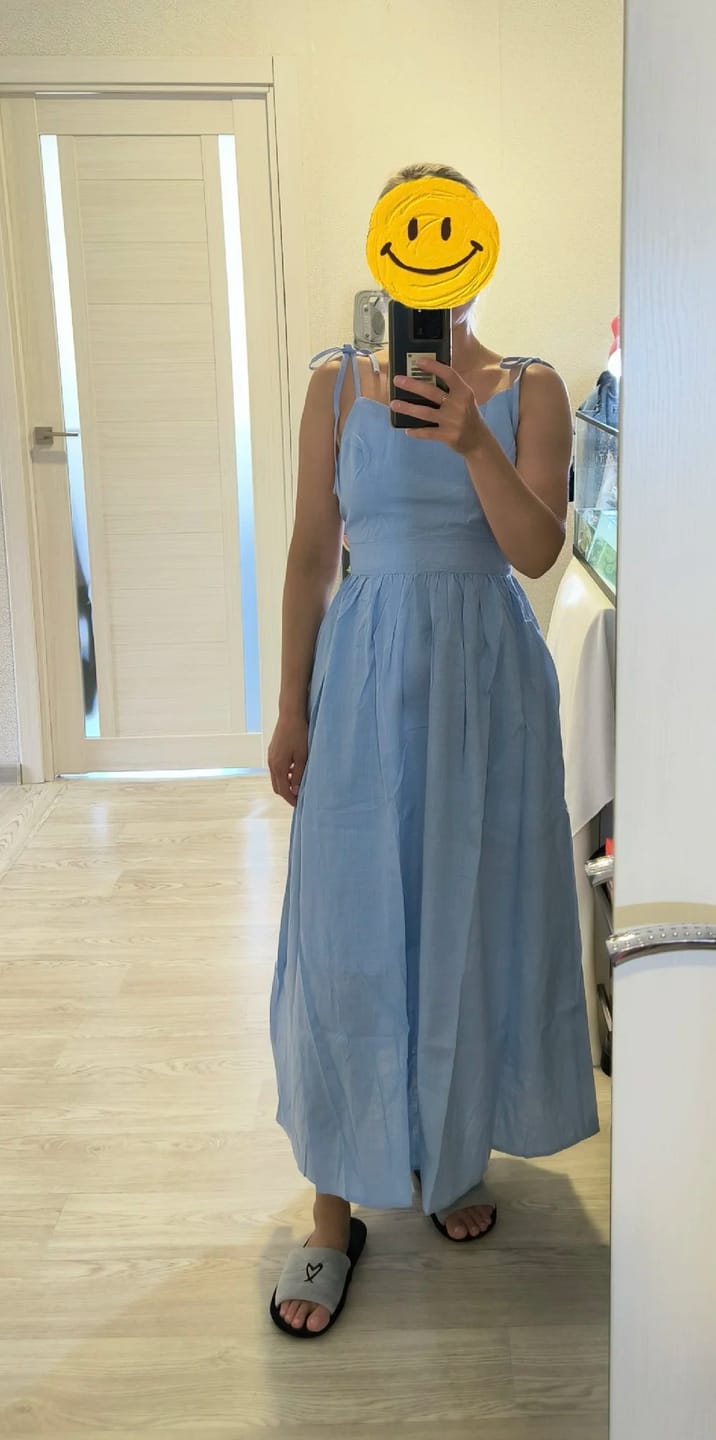 Customer photo review of Elisabeta Backless Tie-Strap Midi Dress