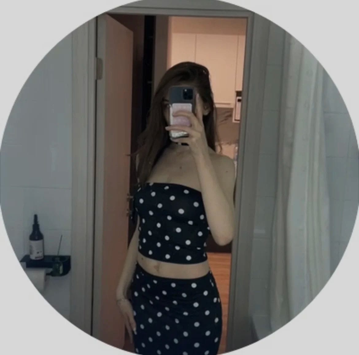 Customer photo review of Florentine Dot Print Strapless Two-Piece Set