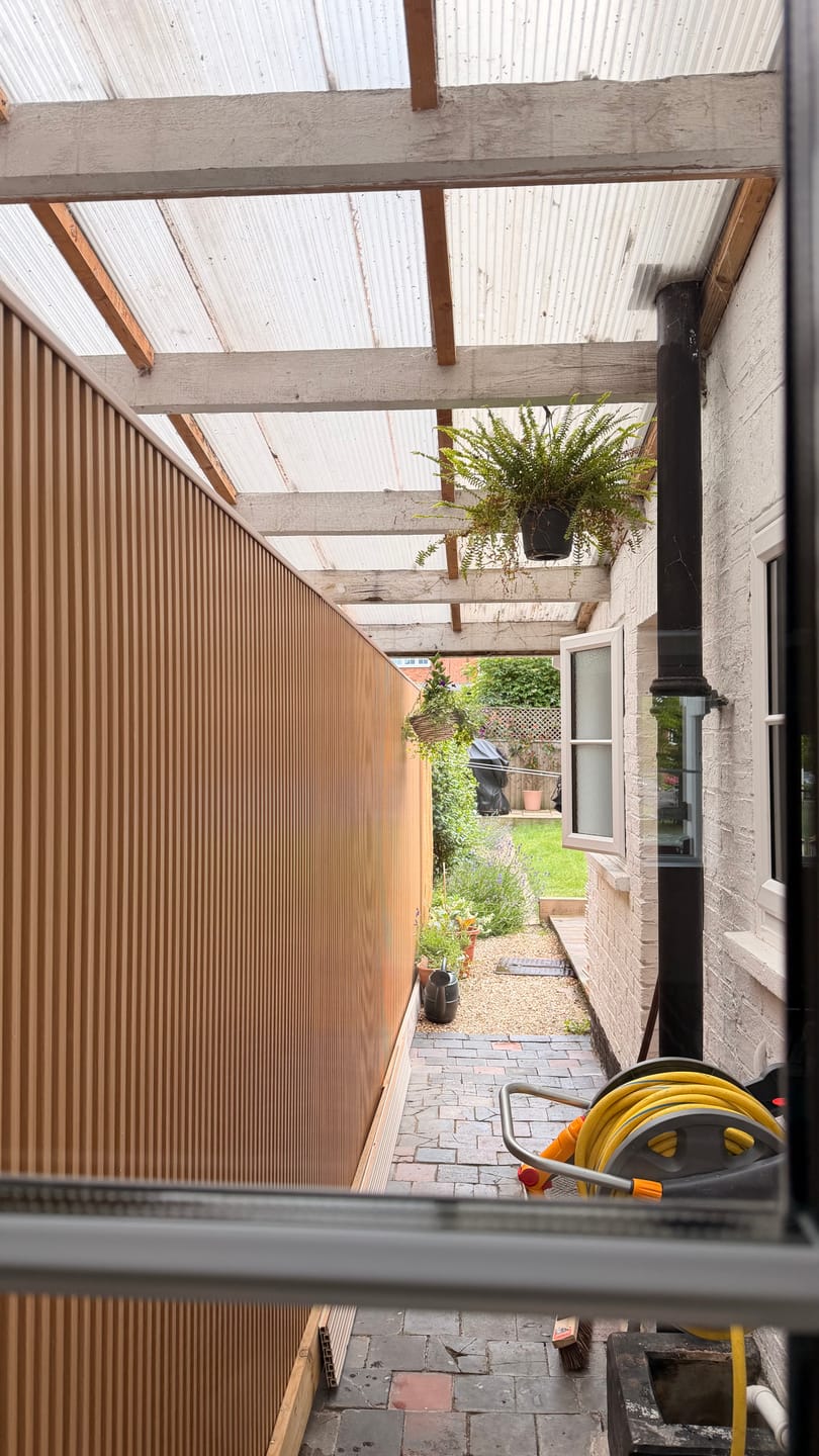 Customer photo review of Exterior Seamless Outdoor Panels 2.4m × 2.4m (16 Panels Per Pack) Multiple Colours