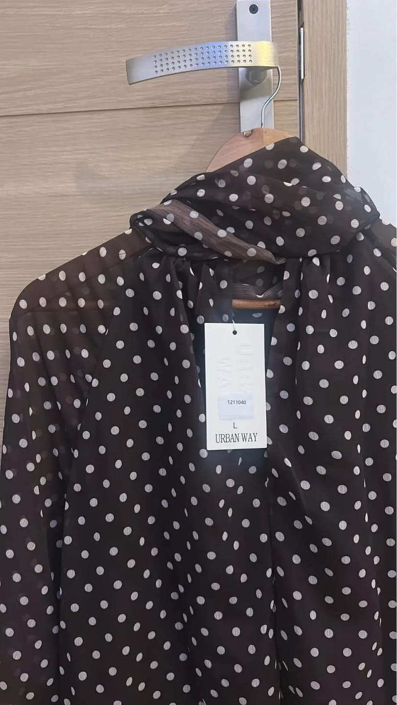 Customer photo review of Sofia High Collar Polka Dot Blouse