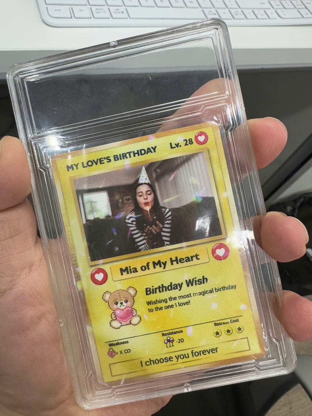 Customer photo review of Anime Transformation Personalized Pokemon Card, Birthday Custom Pokemon Card for Couples, Customizable Pokemon Cards for Birthday - CPC-44