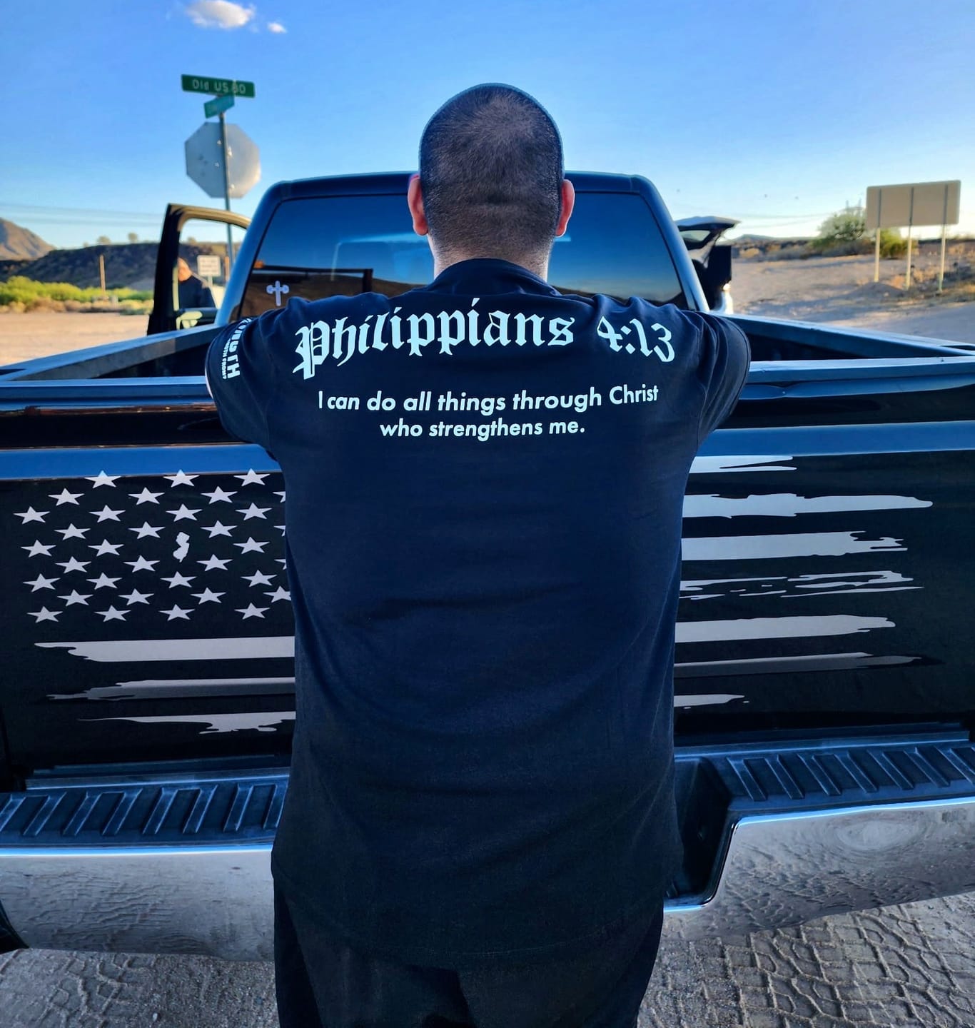 Customer photo review of Premium Oversized Scripture Tee