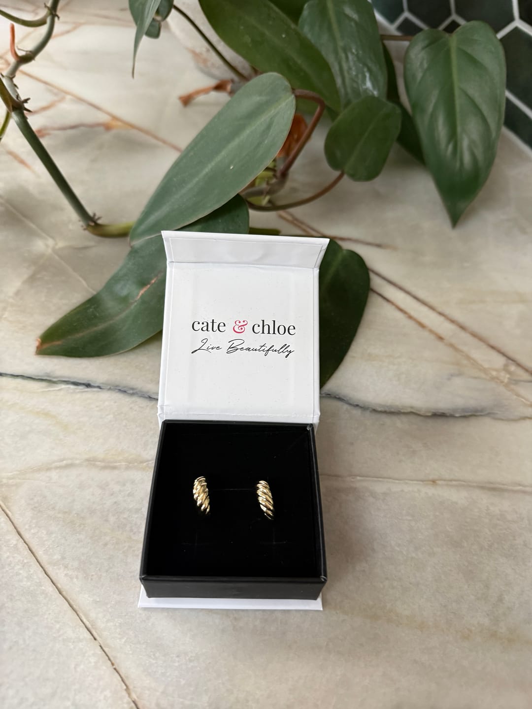 Customer photo review of Lakelynn 18k White Gold Plated 24mm Twisted Semi-Hoop Earrings for Women