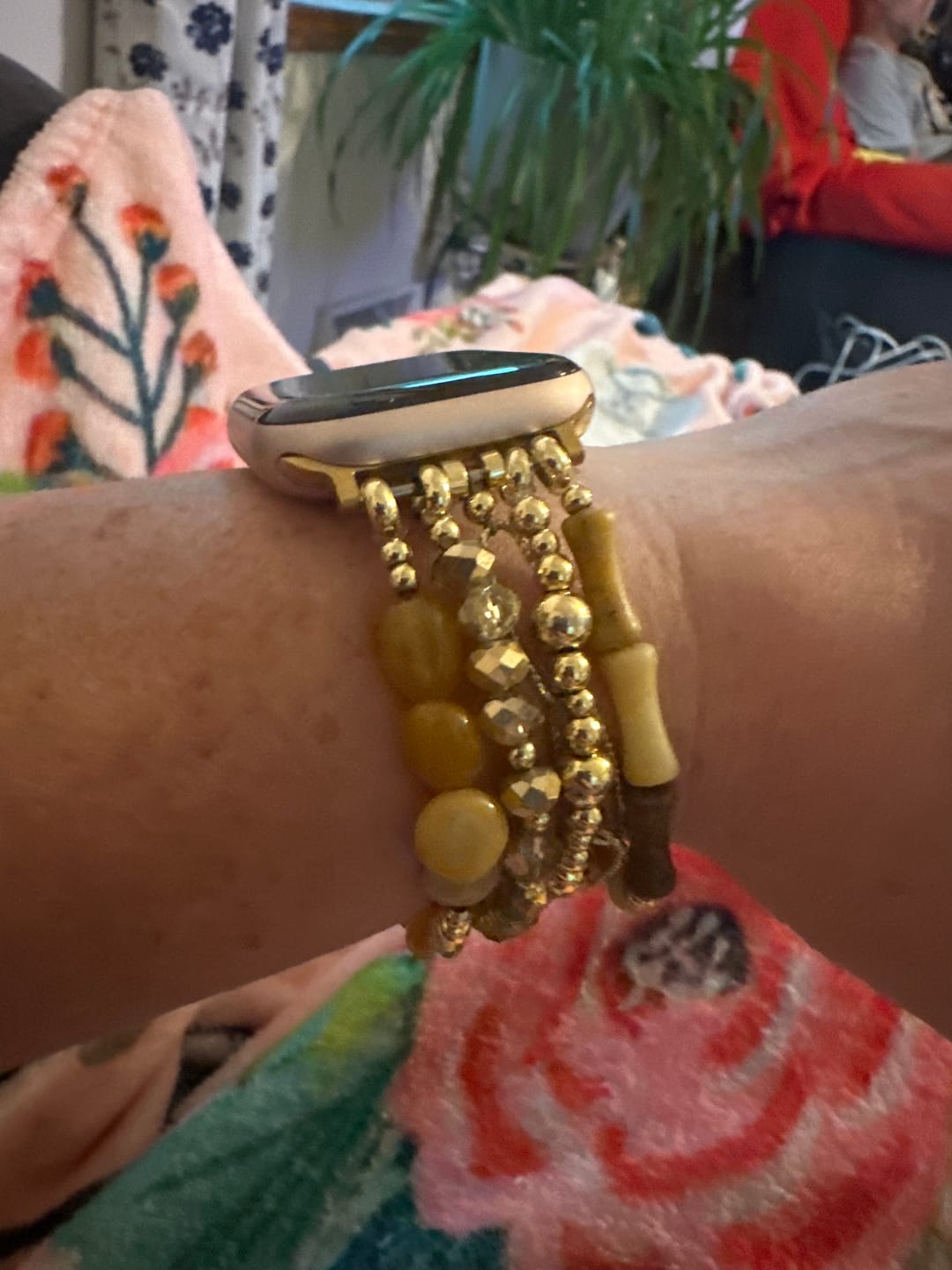 Customer photo review of Sahara Sunset Stretch Apple Watch Strap
