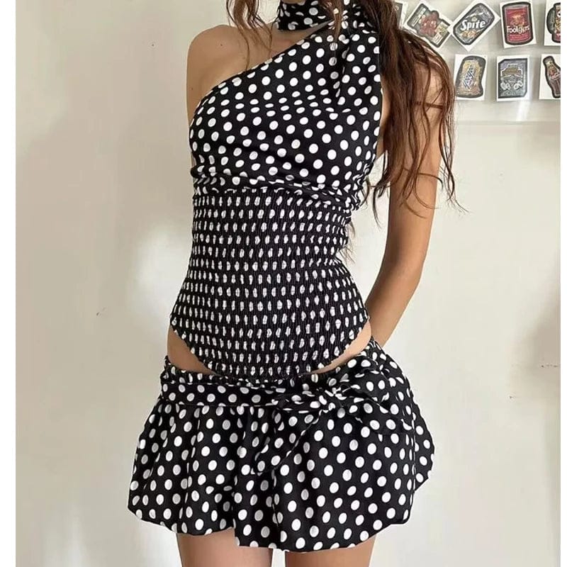 Customer photo review of Jenny Polka Dot Elastic Waist Mini Skirt